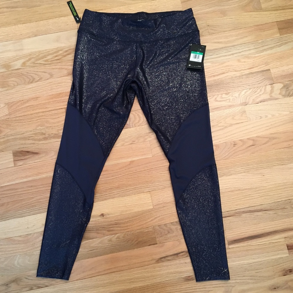 Nike Power dri-fit Navy/gold mesh leggings XL
